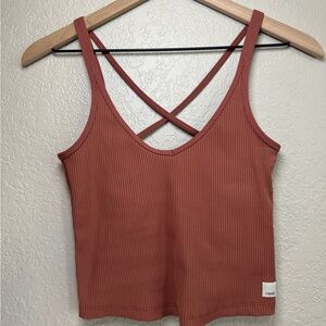 Vuori Rib Crop Tank Top - XS - Dusty Pink